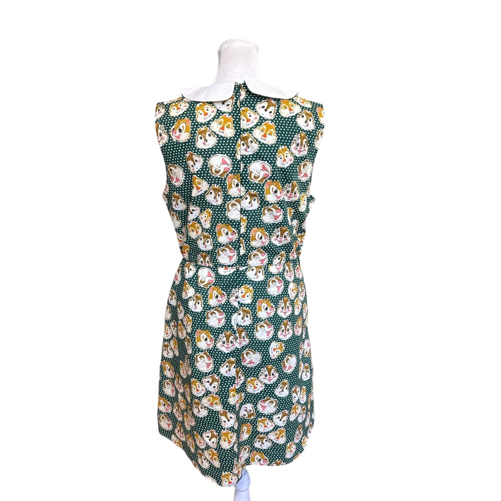 Tulip B Chip n Dale Peter Pan Collar Dress Green Polka Dot JPJD647 Womens Medium - Picture 4 of 7